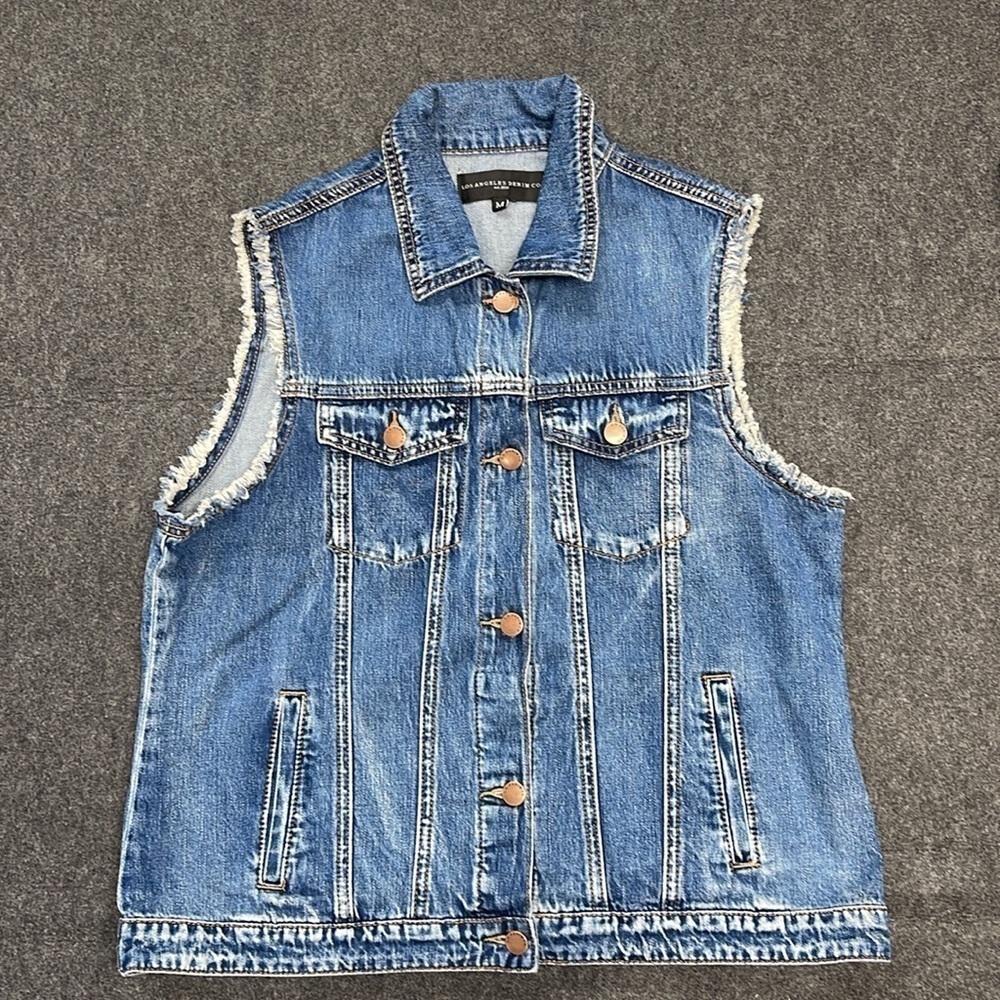 Los Angeles Denim Co Cut Off Sleeves Denim Jacket Vest Size Medium - Picture 1 of 7